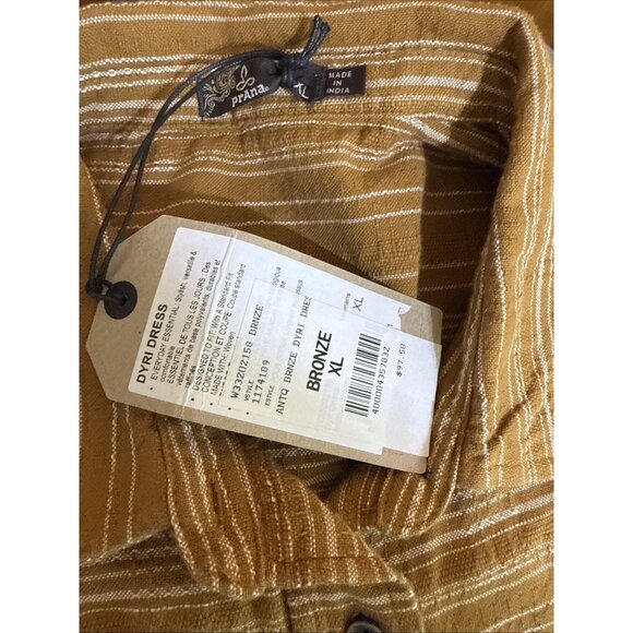 Prana Dyri Dress XL Antique Bronze NEW Button Front Shirt Dress Organic Cotton - Picture 7 of 8